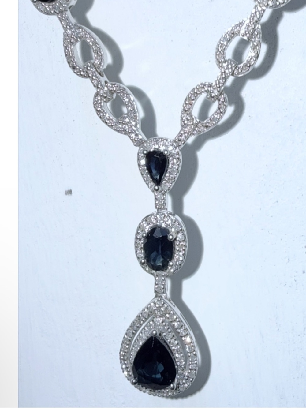 35% OFF 🏷️ 14K Turkey Solid Gold Natural Sapphire Diamond Drop 20"  15.15g